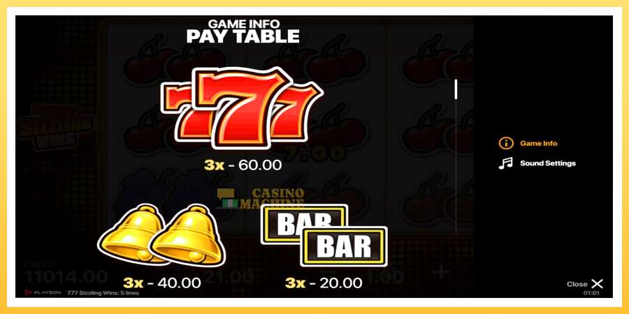 777 Sizzling Wins: 5 Lines: ပိုက်ဆံအတွက်ကစား, ပုံ 4