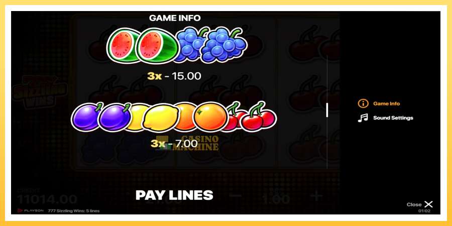 777 Sizzling Wins: 5 Lines: ပိုက်ဆံအတွက်ကစား, ပုံ 5