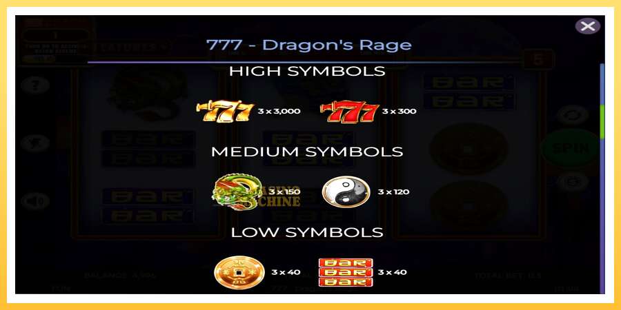 777 - Dragons Rage: ပိုက်ဆံအတွက်ကစား, ပုံ 5