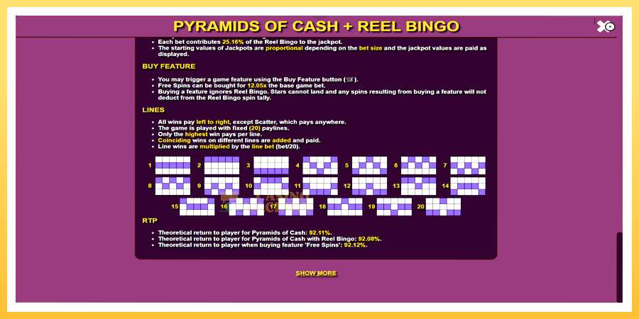 Pyramids of Cash with Reel Bingo: ပိုက်ဆံအတွက်ကစား, ပုံ 6