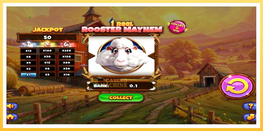 1 Reel Rooster Mayhem: ပိုက်ဆံအတွက်ကစား, ပုံ 2