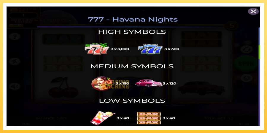 777 - Havana Nights: ပိုက်ဆံအတွက်ကစား, ပုံ 5