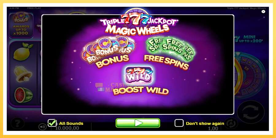 Triple 777 Jackpot Magic Wheels: ပိုက်ဆံအတွက်ကစား, ပုံ 1