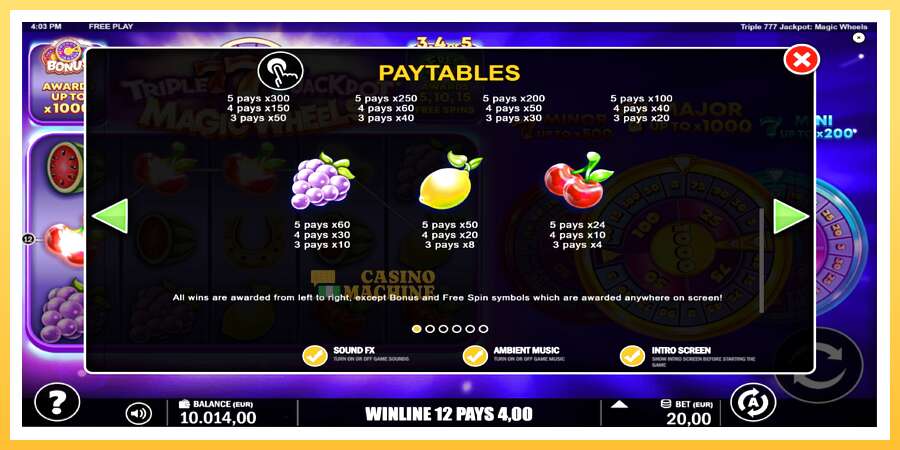 Triple 777 Jackpot Magic Wheels: ပိုက်ဆံအတွက်ကစား, ပုံ 6