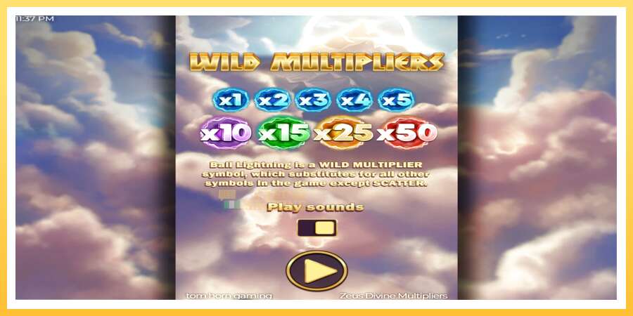 Zeus Divine Multipliers: ပိုက်ဆံအတွက်ကစား, ပုံ 1