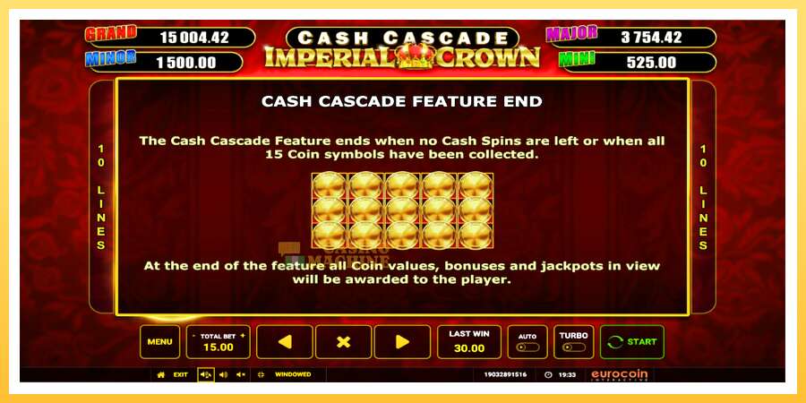 Cash Cascade Imperial Crown: ပိုက်ဆံအတွက်ကစား, ပုံ 7