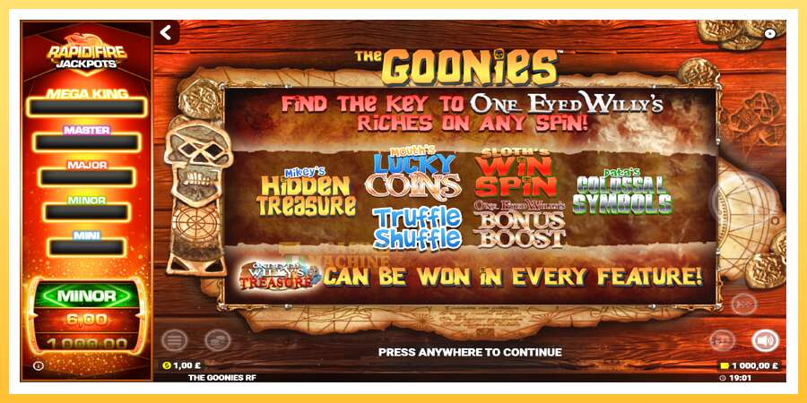 The Goonies Deluxe Rapid Fire Jackpots: ပိုက်ဆံအတွက်ကစား, ပုံ 1