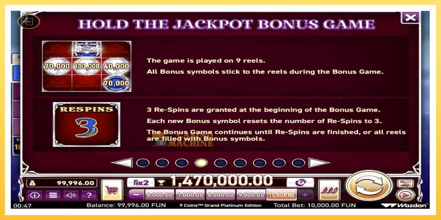 9 Coins Grand Platinum Edition Score The Jackpot: ပိုက်ဆံအတွက်ကစား, ပုံ 4