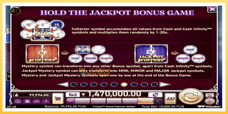 9 Coins Grand Platinum Edition Score The Jackpot: ပိုက်ဆံအတွက်ကစား, ပုံ 5