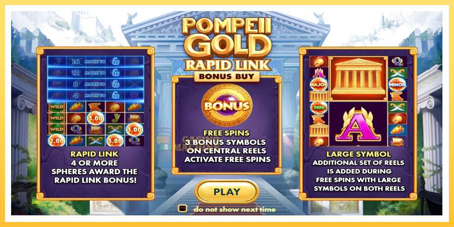 Pompeii Gold Rapid Link Bonus Buy: ပိုက်ဆံအတွက်ကစား, ပုံ 1