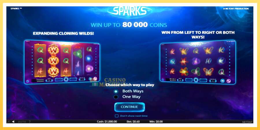 Sparks: ပိုက်ဆံအတွက်ကစား, ပုံ 1