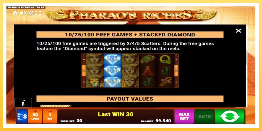 Pharaos Riches: ပိုက်ဆံအတွက်ကစား, ပုံ 6