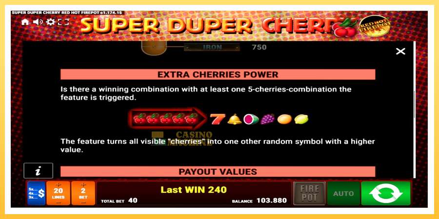 Super Duper Cherry Red Hot Firepot: ပိုက်ဆံအတွက်ကစား, ပုံ 5