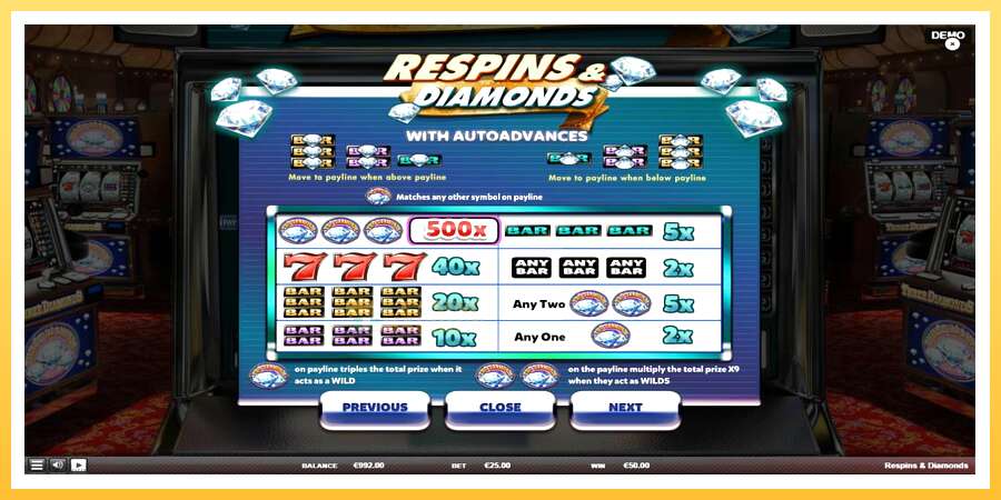 Respins Diamonds: ပိုက်ဆံအတွက်ကစား, ပုံ 5